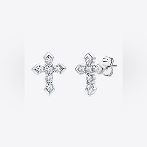 Moissanite Cross Stud Earrings